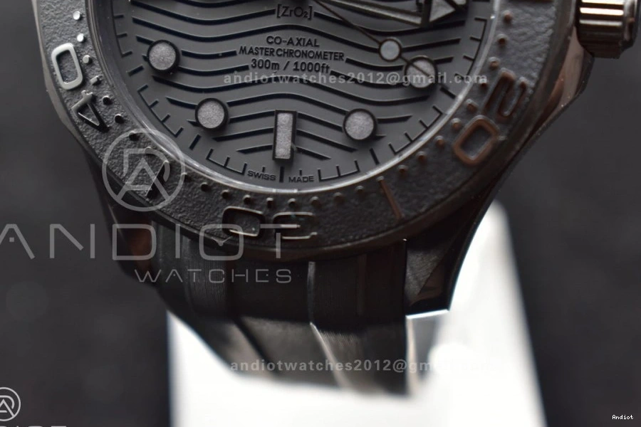 Seamaster Black VSF 43.5mm 1:1 Rubber Black Ceramic Dial Best 300m on Black A8806 Edition Strap 1228